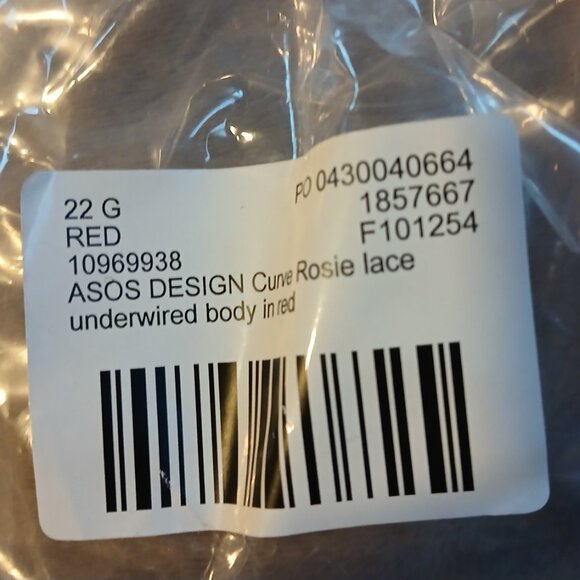 Asos Design Curve Rosie Lace Underwire Bodysuit Red Sz 18 - Picture 9 of 9